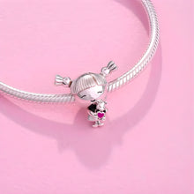Charm Pendant Chain Couple of Children with Zirconias S925