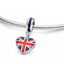 Pingente Encanto Coração Grã-Bretanha S925 Charm Romanely