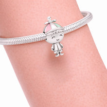 Charm Colgante Cadena Pareja de Niños con Circonitas S925