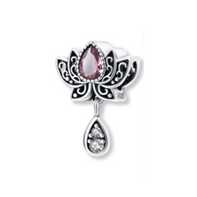 Colgante Charm Flor de Loto con Circonitas S925