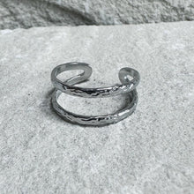 Anel Ajustável Prateado Duplo em Aço Inoxidável Romanely