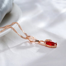 Colar Folhas Rose Gold em Cobre com Zircônia Vermelha