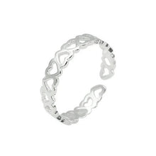 Anel Corações Oco em Prata 925