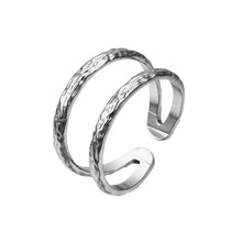 Anel Ajustável Prateado Duplo em Aço Inoxidável Romanely