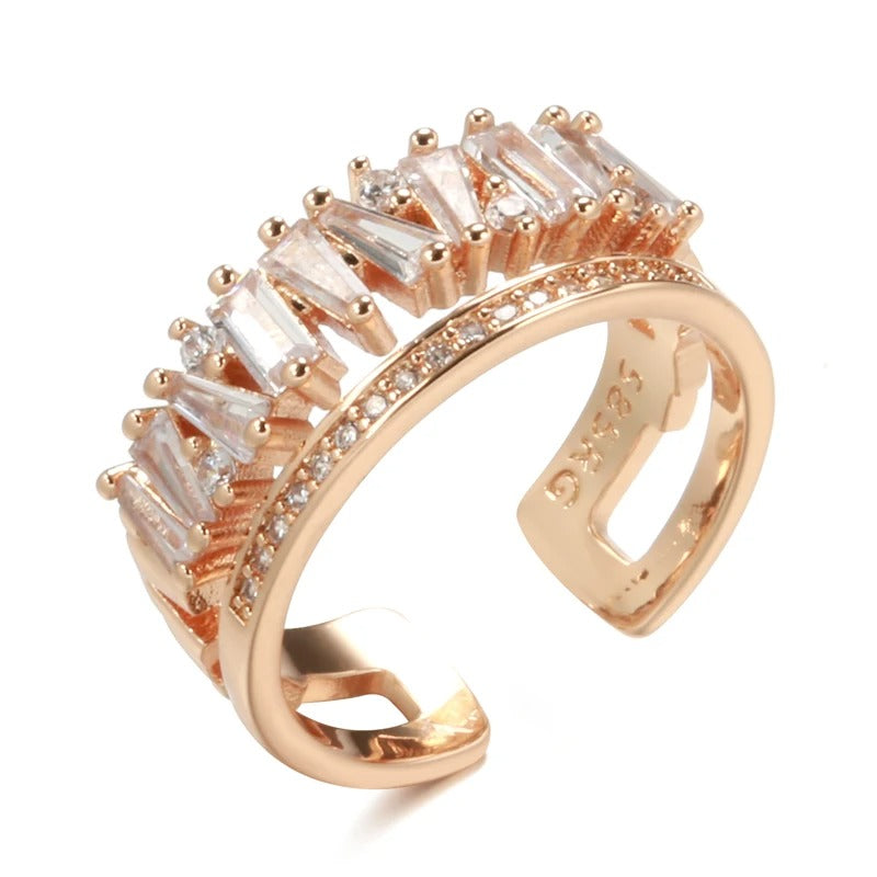 Anel Duplo Rose Gold em Cobre com Zircônias