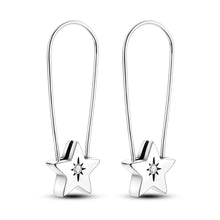 Brincos de Prata S925 Estrela com Zircônia Pendente Longo Minimalista Romanely